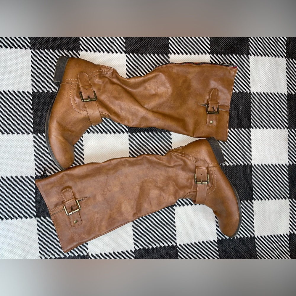 Brown knee high boots